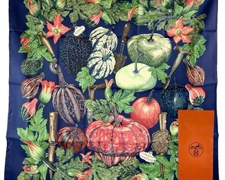 Hermes Paris Citrouilles &Coloquintes Silk Scarf W/ Original Hermes Envelope 