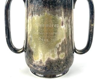 
1887 Antique Silver Plated Snow Drop Double Handle 6.5" Trophy Cup 