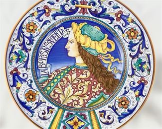 Gialletti & Pimpinelli Renaissance Portraits Collection Hand Painted Pottery 18" Center Piece Plate 