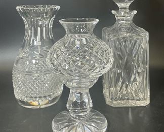 Fine Waterford Candle Votive with Galway Crystal Vase & Crystal cut Decanter