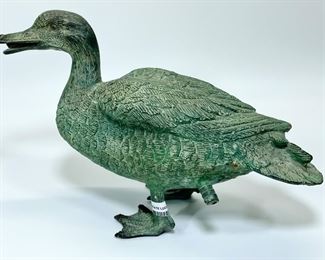 
Solid Bronze Fountain Head Figural Duck Patinated 