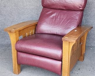 
Stickley Manilius New York Arts & Crafts Mission Morris Leather Chair 