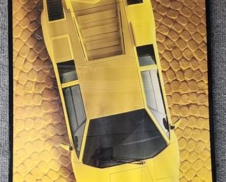 Vintage Pirelli Car Poster Framed 