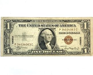 Hawaii WWII Emergency Issue Series 1935 A Brown Seal $1 Silver Certificate