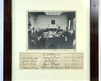 President Dwight D. Eisenhower, Vice President Richard M. Nixon, and Remaining Presidential Cabinet Autographs and Photo