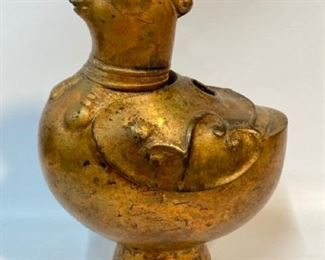 Vintage Japanese Cast Iron Chicken Rooster Koro Incense Burner 