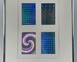 Abstract Silver Artwork. Unknown Artist MCM Mid Century Modern - Framed and matted -