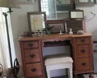 Vintage vanity with non matching foot stool
