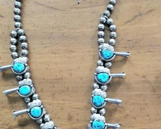 Squash Blossom necklace,  Sterling and turquoise 