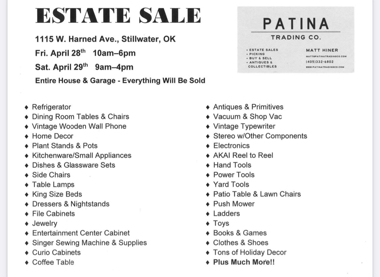 Estate Sale Entire Home & Garage! starts on 4/28/2023