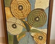 Studio Mid-Century Framed Clay Tile Art By John Dunlap