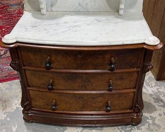 Walnut Victorian Marble Top Washstand