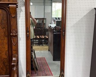 Walnut Renaissance Marble Top Pier Mirror