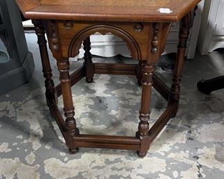 Berkey & Gay Walnut Hexagon Lamp Table