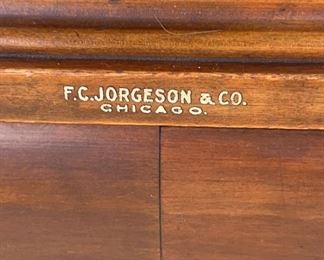 F. C. Jorgeson & Co. Chicago - Unusual Mahogany Claw Foot Curved Display Case
