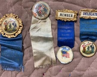 State Board of Trade Augusta Maine March 15, 1912; Delegate Republican State Convention Portland Maine March 23, 1916; Member Aged Brotherhood Portland Maine Organized 1869; and Santa with ribbon