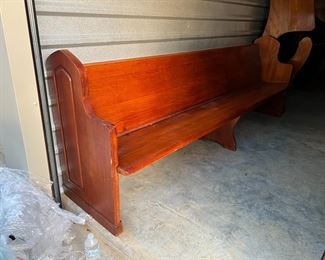 Authentic Walking Dead Show Prop:  This is a church pew used in The Walking Dead Season 6 - Episode 11.  We do have the blue cushion seen in the next picture that goes with the pew.   This pew measures 8'7" long x 24" deep x 36" tall.  This item comes with a Certificate of Authenticity.  Check out the next picture to see where the pew was located in the show.  Priced at $250.