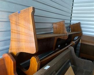 Authentic Walking Dead Show Prop:  These are church pews used in The Walking Dead Season 5 - Episode 7 and can be seen in Father Gabriel's original church.  This is the episode where things go bad with Gareth, the leader of terminus.  This is a cool prop because it is from one of the earlier seasons and in a major scene.   We have two pews like this with each measuring 9'3" long x 24" deep x 36" tall.   This item comes with a Certificate of Authenticity.  Check out the next picture to see where the pews were located in the show.  Priced at $250 each. 