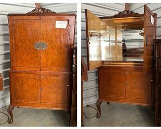 Authentic Walking Dead Show Prop:  This is a beautiful liquor cabinet with glass shelving seen in Walking Dead Season 11 - Episode 17 and was used on screen in Pamela's home and also in Hornsby's office, in the Commonwealth.  This item comes with a Certificate of Authenticity.  Check out the next picture to see where this cabinet was located in the show.  Priced at $500.