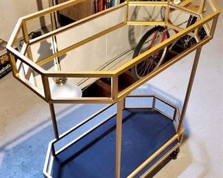 Gorgeous brass and mirror beverage cart