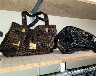 MICHAEL KORS "BEVERLY" Satchels in chocolate and black