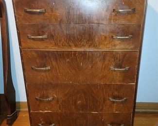 Vintage 1930's waterfall five drawer chest