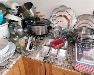 Lots of metal baking pans and more