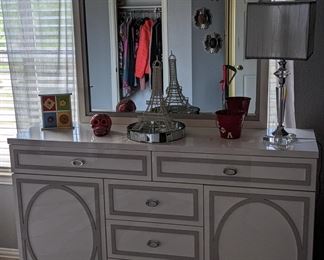 Michael Amini dresser and mirror