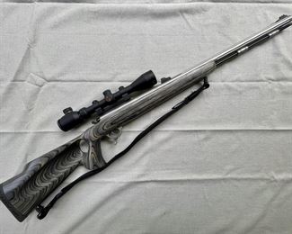 Thompson Center 'Omega' .50 cal. muzzleloader, fluted stainless barrel, laminate thumbhole stock, Simmons 3-9x40 scope