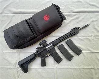 Ruger 5924 SR-556 Takedown 5.56 NATO/.223 Rem semi-auto with Aimpoint Micro T-2 2 MOA red dot sight.
