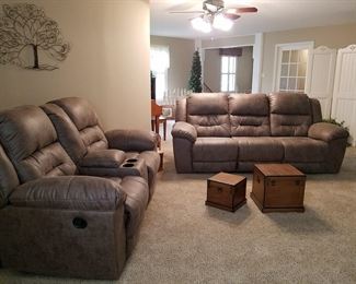 The living room three pieces of leather furniture