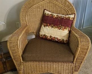 A closer look at one of the wicker chairs