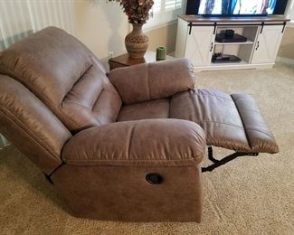 The leather recliner reclined