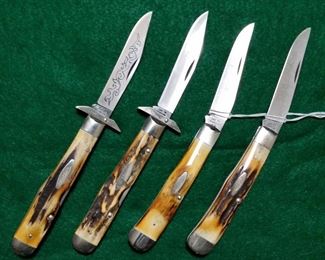 Two Case XX stag handle 'Cheeta' knives and two single blade 'Trappers'