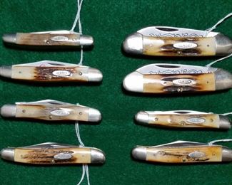 Case xx stag handle 'Mini Copperhead',  'Canoes', and other folding knives