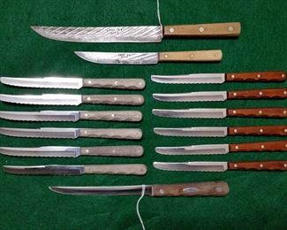 Case XX wood hand kitchen knives and steak knives