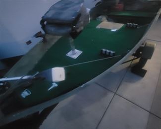 13ft greogor aluminum fishing boat with trailer 2 motors , trolling motor , new fish finder , new seats