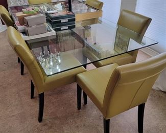 Crate & barrel dining table with 6 chairs