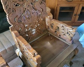 Hand carved Japanese dragon chairs