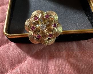 14k diamond and ruby ring
