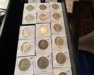 Silver half dollars benjamin Franklin,  Kennedy half dollars