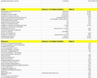 Anyone wishing to receive a list by type of the Guitars and Vehicles for sale please request one by email. 