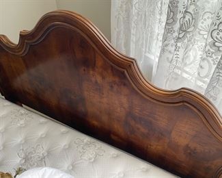 Henredon queen walnut Provincial Headboard - solid wood and Beautyrest classic queen mattress