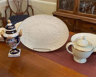 Lenox service pieces and porcelain urn