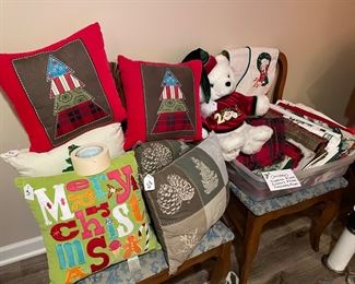 Holiday pillows, napkins, placements and runners