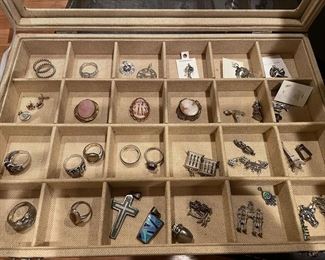 Jewelry: Sterling charms, rings, gold bracelet (18k), cameos and more!!