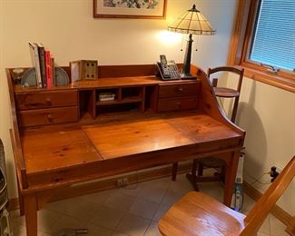 Cherry Wood Desk from Yield House Furniture, Needs Re Purposing! Storage, Cubby Holes Drawers
