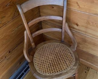 Antique Oak Side Chair Cane Seat