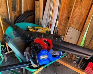 Leaf Blower, Weed Wacker, Wheel Barrow