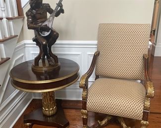 Arm Chair matching dining set; Pedestal Table & Bronze 